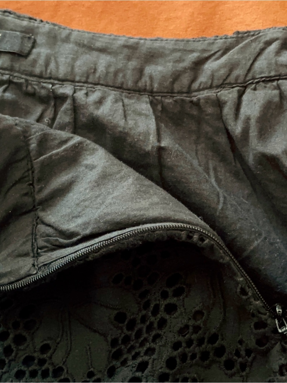 AllSaints Black Eyelet Tiered A-Line Skirt - Picture 5 of 6